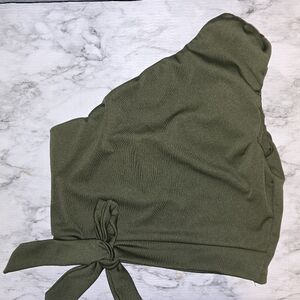 Green Asymmetric Crop Top